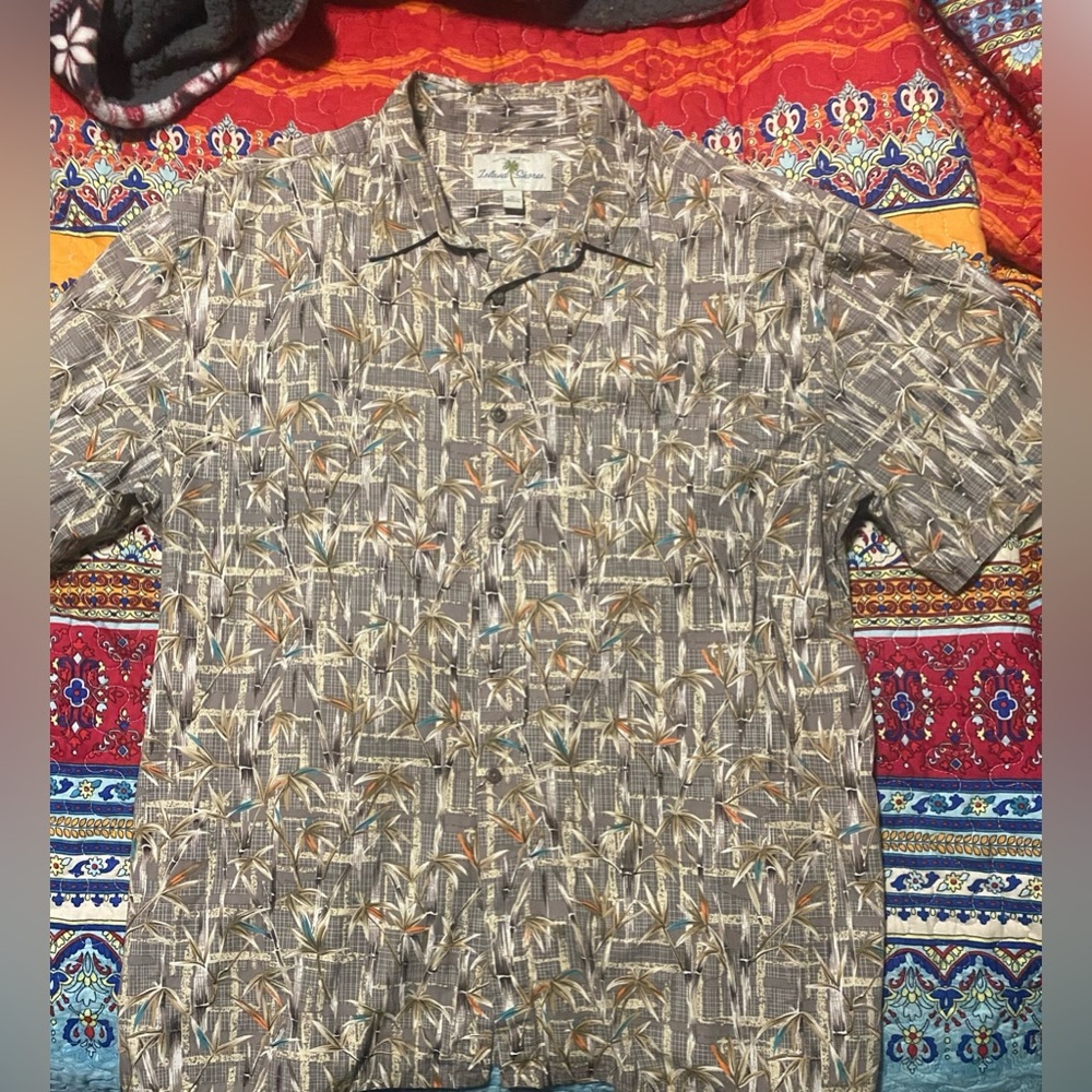 ISLAND SHORES Luau Hawaiian Tropical Button Up Shirta  MENS SIZE XL